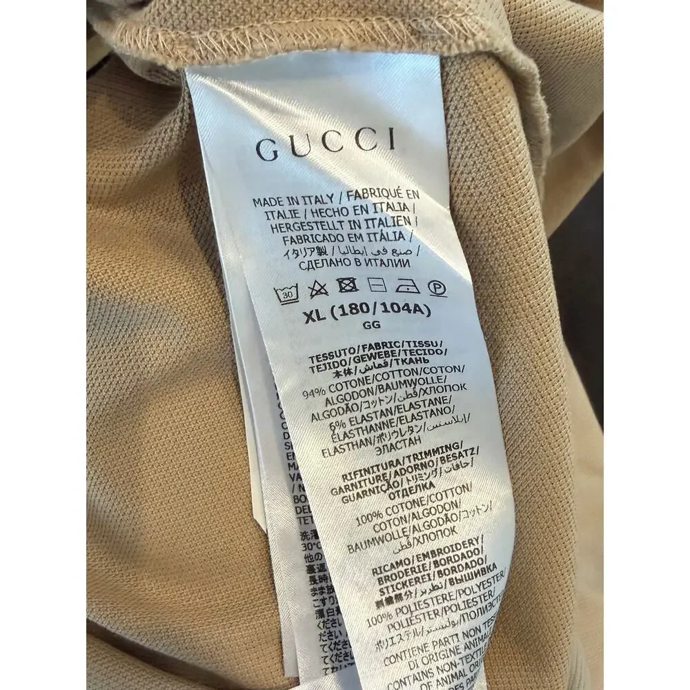 Size XL - Gucci Beige Web Polo Shirt